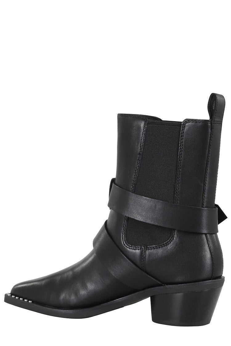 Ash Square-Toed Ankle Boots With Studded Detailing
