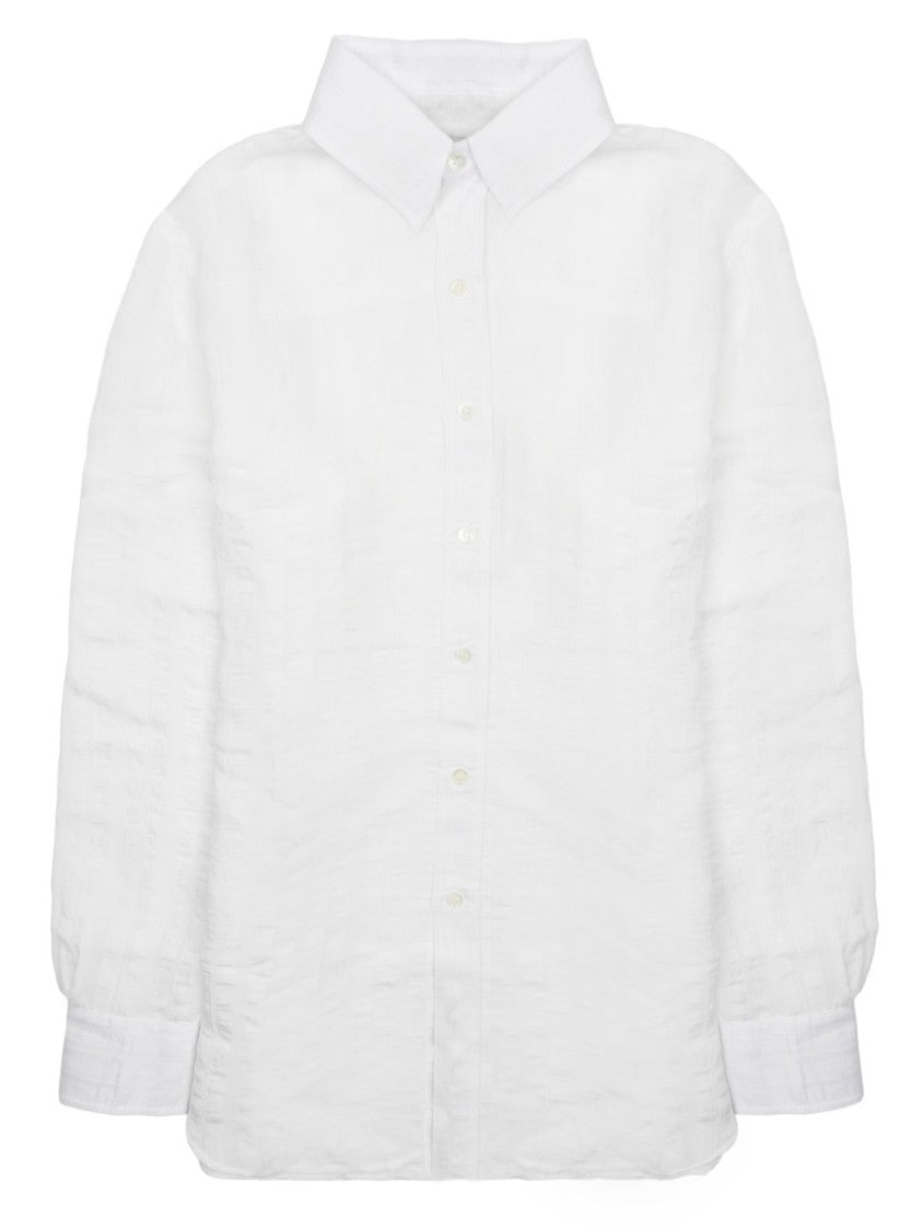 Department 5 Structured Collar White Button-Up Shirt With Textured Fabric