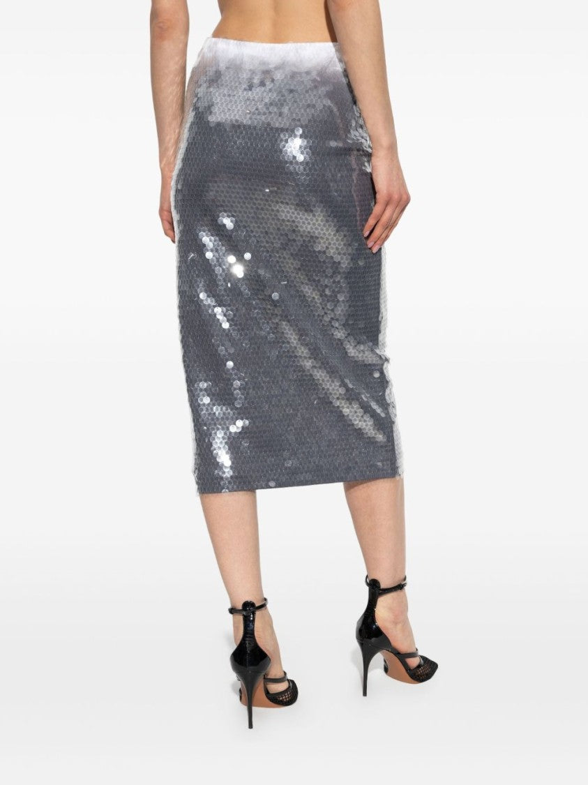 Sportmax Shimmering Sequin Skirt With Elasticated Waistband And Full Lining