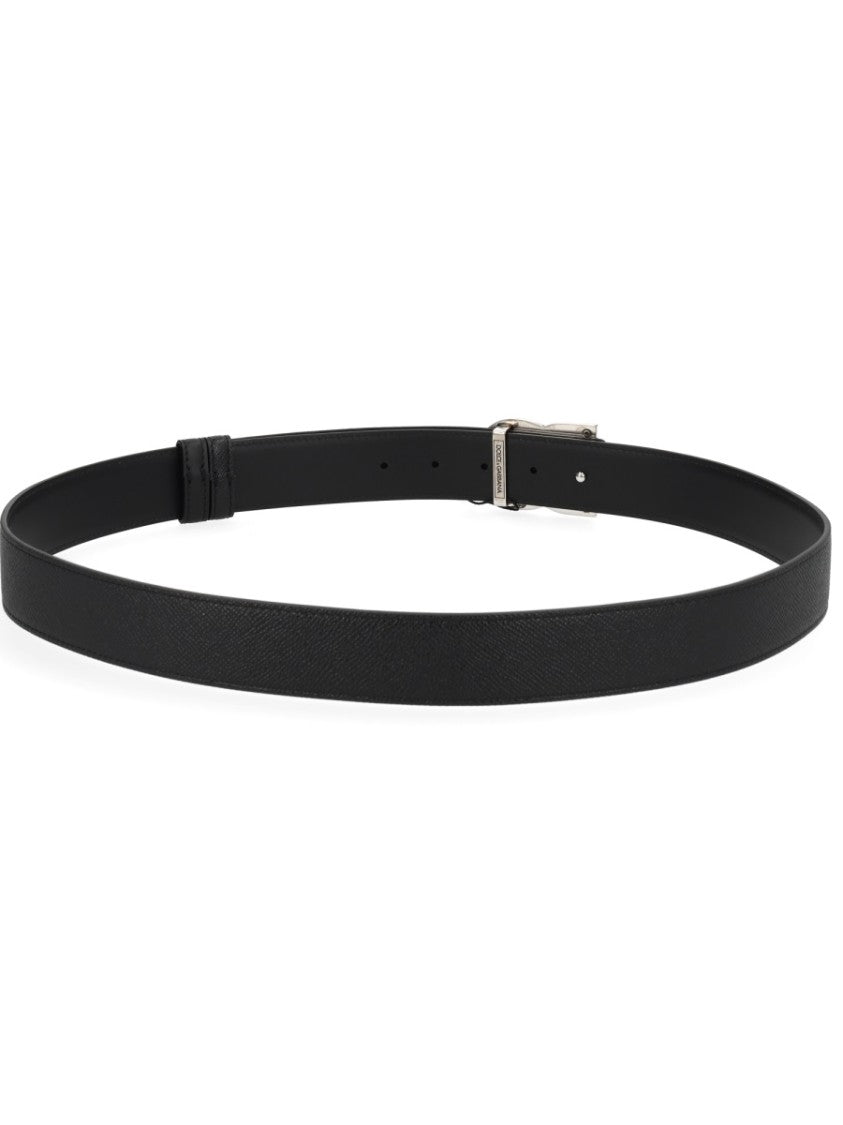 Dolce & Gabbana Black Smooth Intertwined Buckle Belt