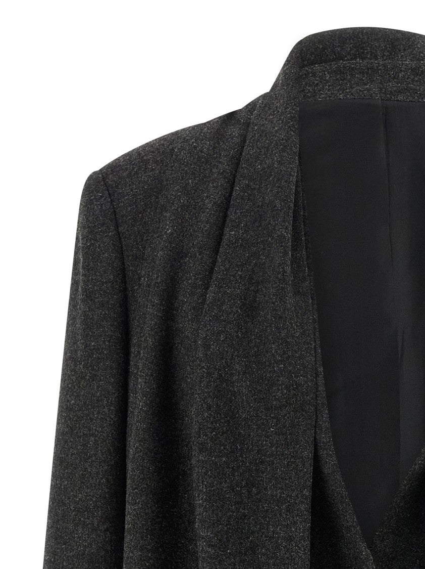Totême Lightweight Mélange Flannel Blazer With Integrated Scarf