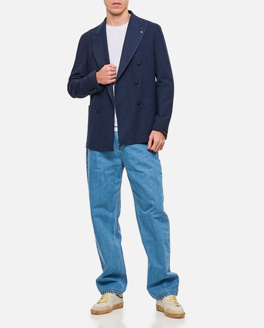 Tagliatore Single-Breasted Blue Jacket With Tailored Fit