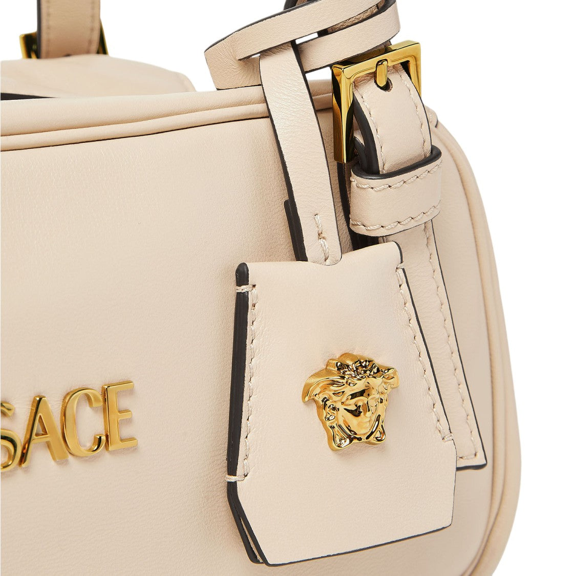 Versace Ivory Leather Logo Bag
