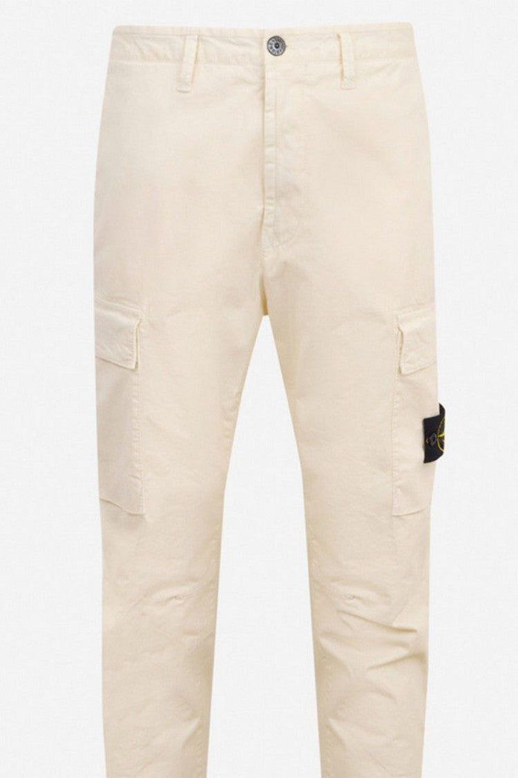 Stone Island Cream Side Badge Cargo Cotton-Blend Pants