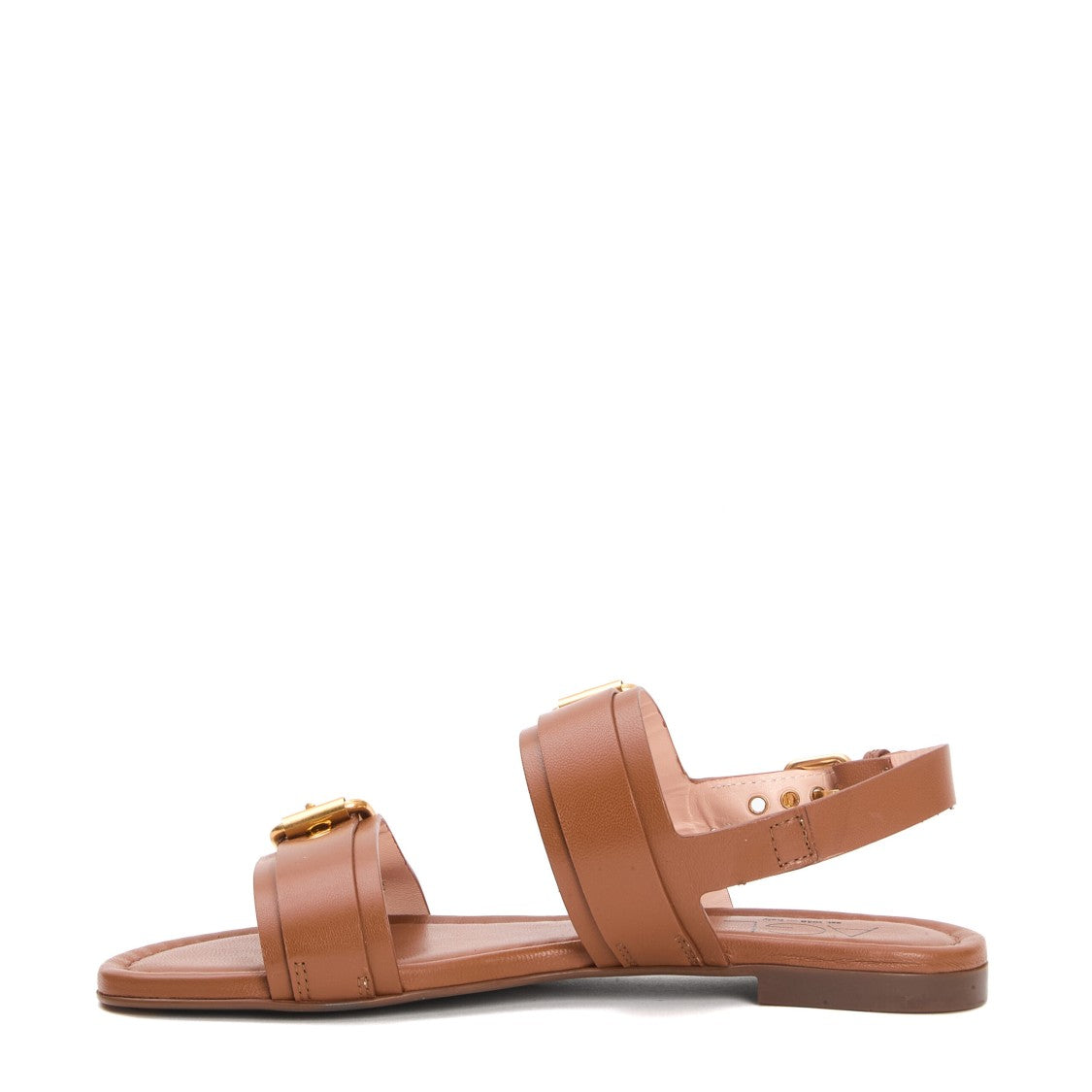 Agl Low Cuoio Sandals With Gold Buckles