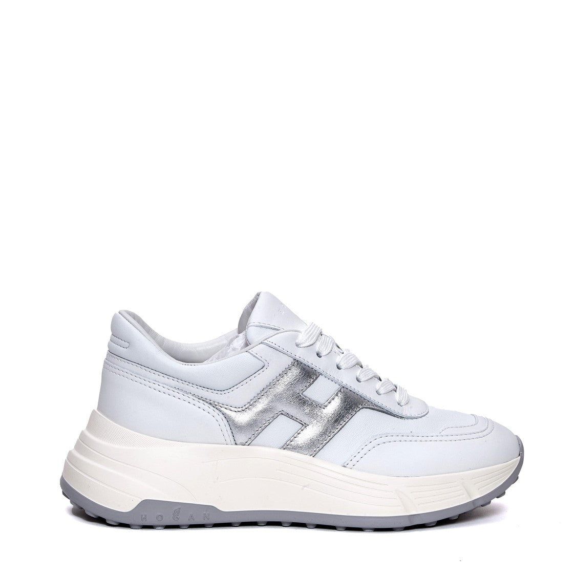 Hogan Hi Fi H Silver Leather White Sneakers
