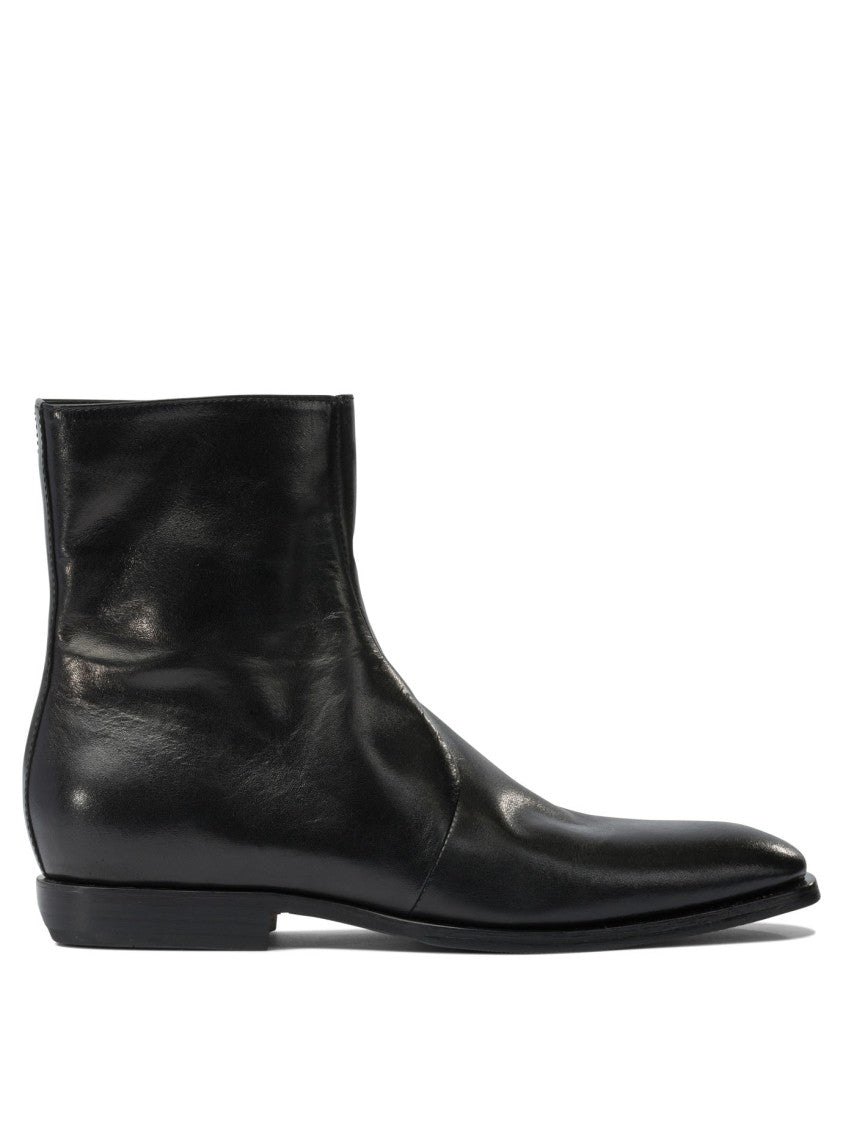 Henderson Baracco Polished Calf Leather Ankle Boots With Pointed Toe