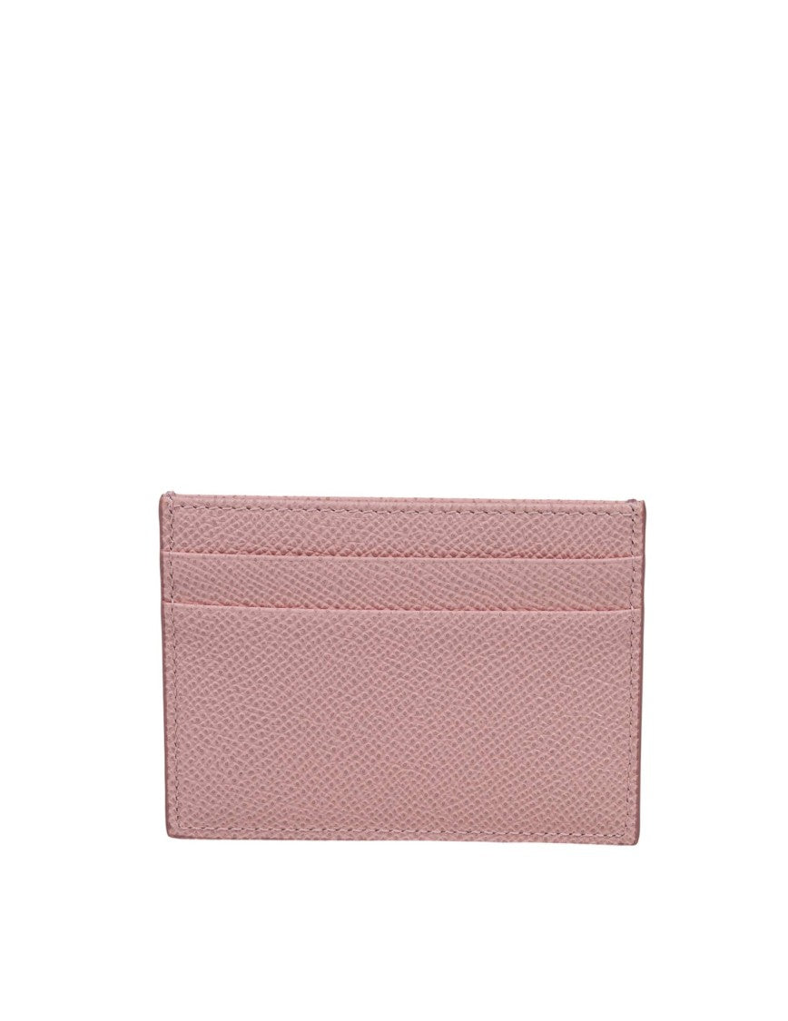 Dolce & Gabbana Nude Pink Leather Credit Card Holder