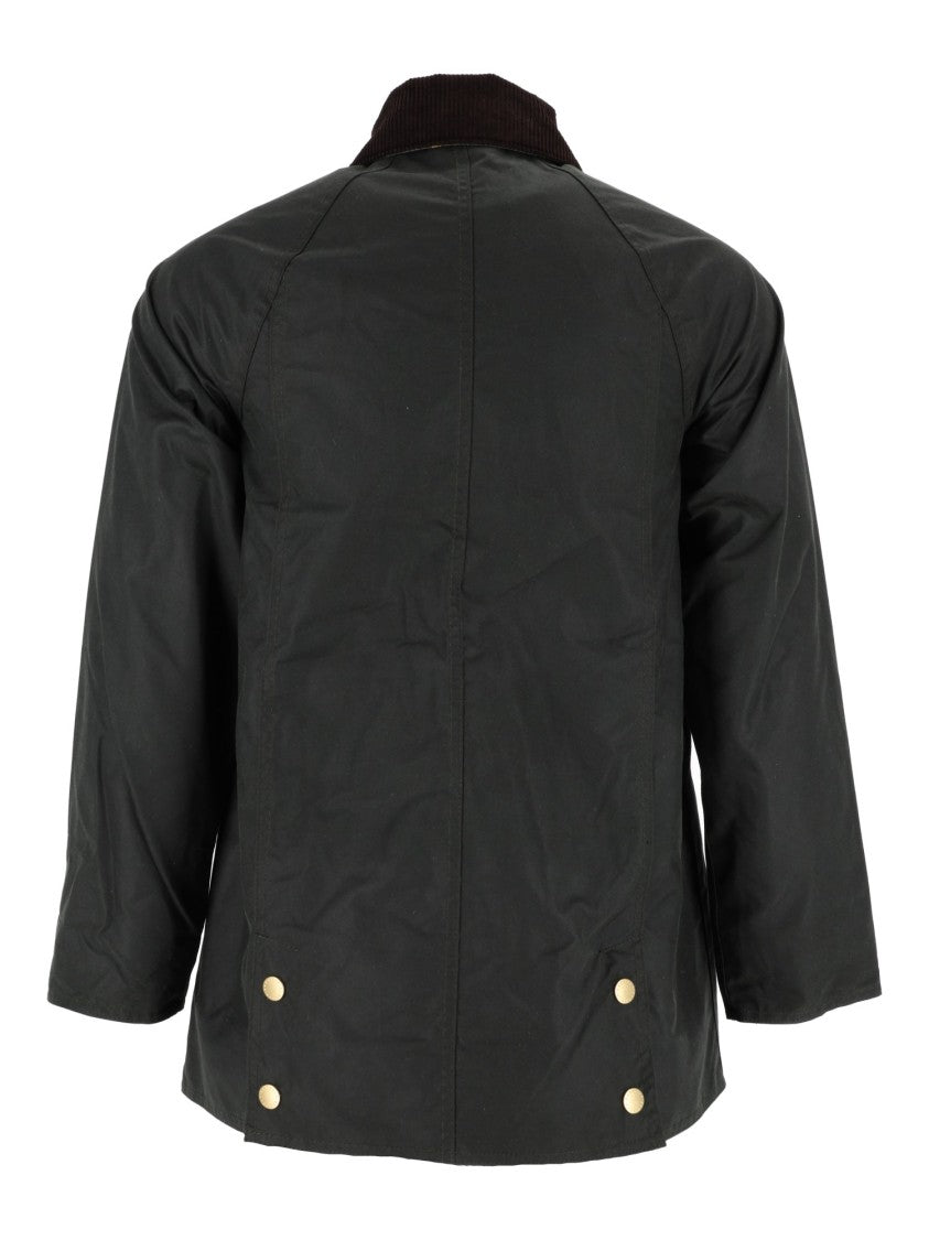Barbour Waxed Cotton Jacket With Structured Silhouette And Corduroy Collar
