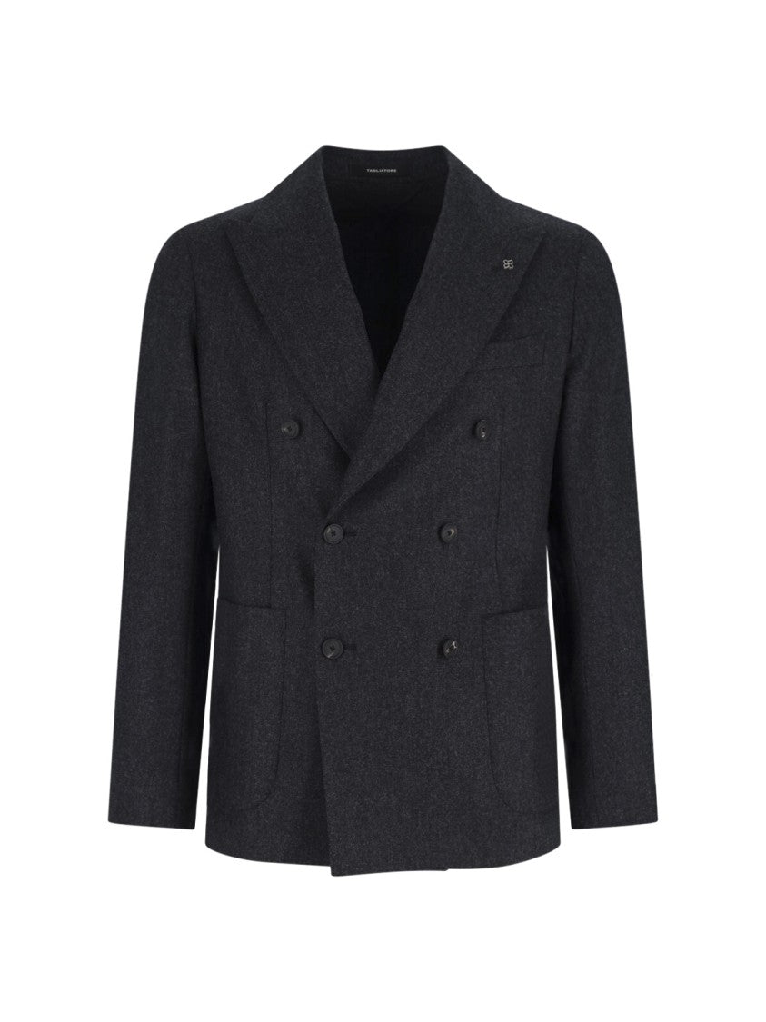 Tagliatore Double-Breasted Virgin Wool Blazer With Silver Detail