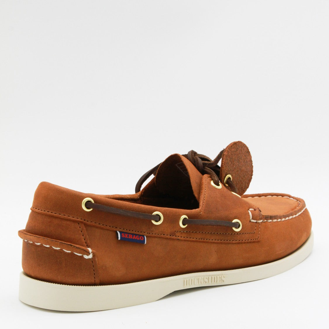 Sebago Brown Leather Boat Shoes With Moccasin Stitching