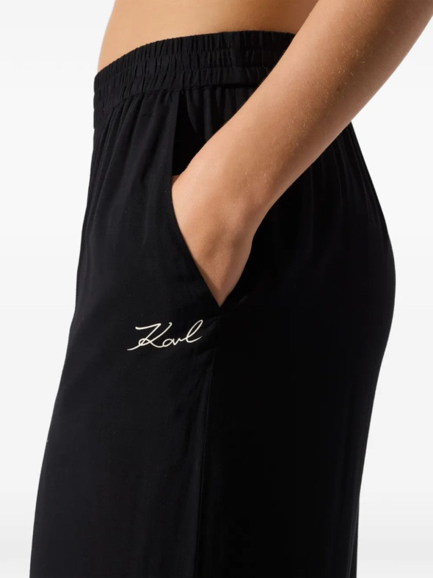Karl Lagerfeld Wide-Leg Pants With Subtle Signature Detail