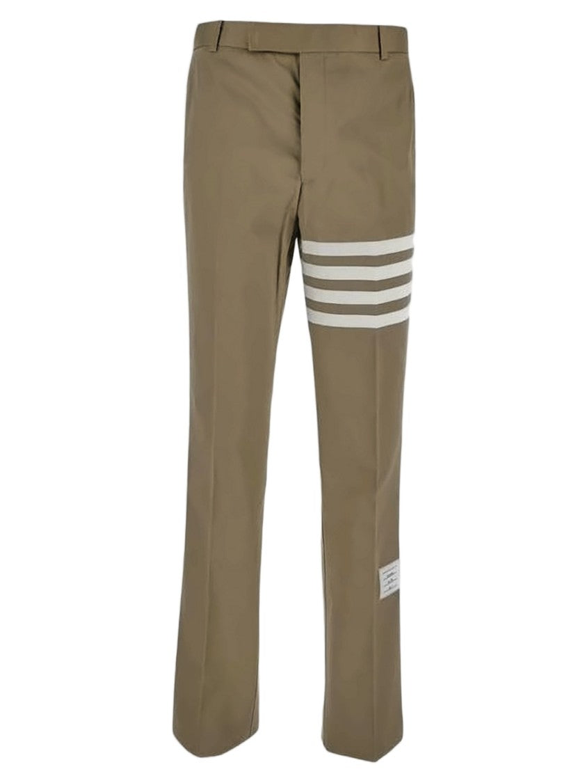 Thom Browne Straight-Leg Tailored Pants With Distinctive Stripe Detail