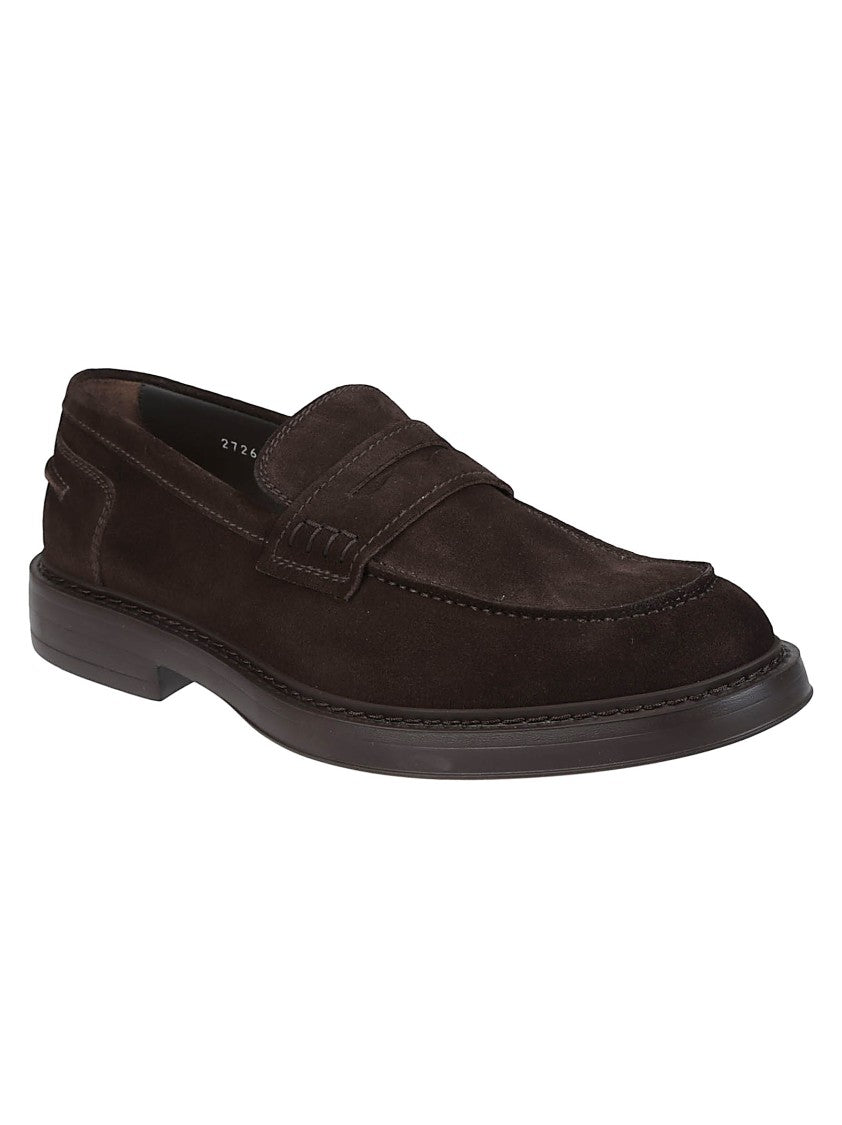 Doucal's Punny Adler Brown Calfskin Penny Loafers