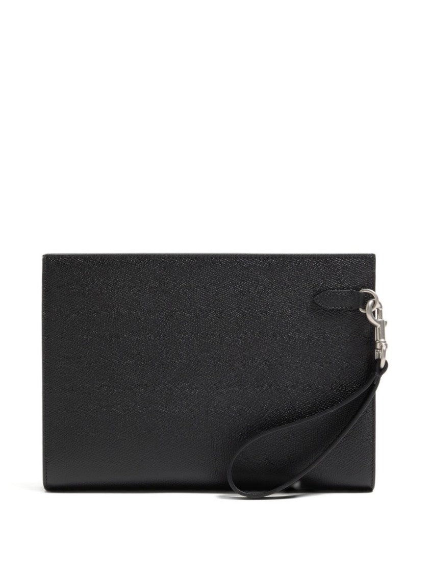 Valentino Garavani Rectangular Textured Leather Clutch Bag