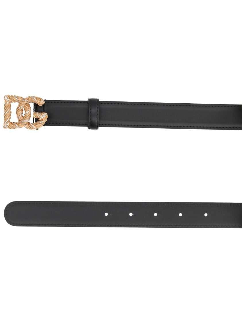 Dolce & Gabbana Polished Intertwined Logo Leather Belt