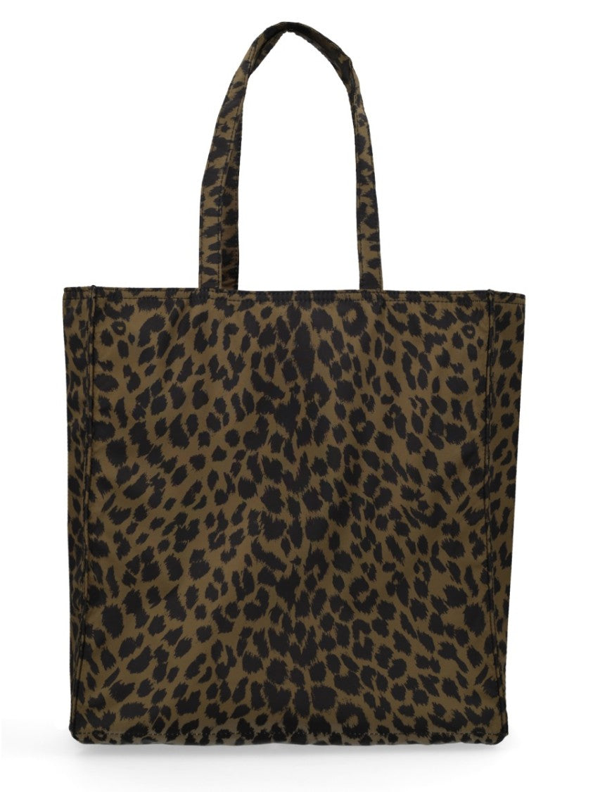 Aspesi Leopard Print Structured Sturdy Handles Tote Bag