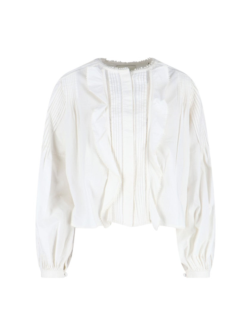 Isabel Marant "Cubraly" White Cotton Shirt, Round Neck