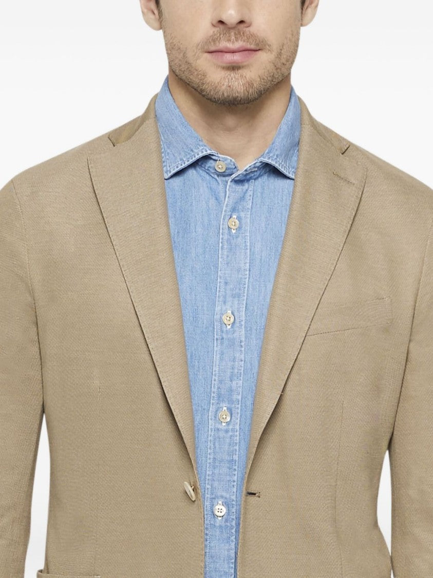 Boglioli Beige Double-Breasted Jacket With Notched Lapel And Tailored Fit