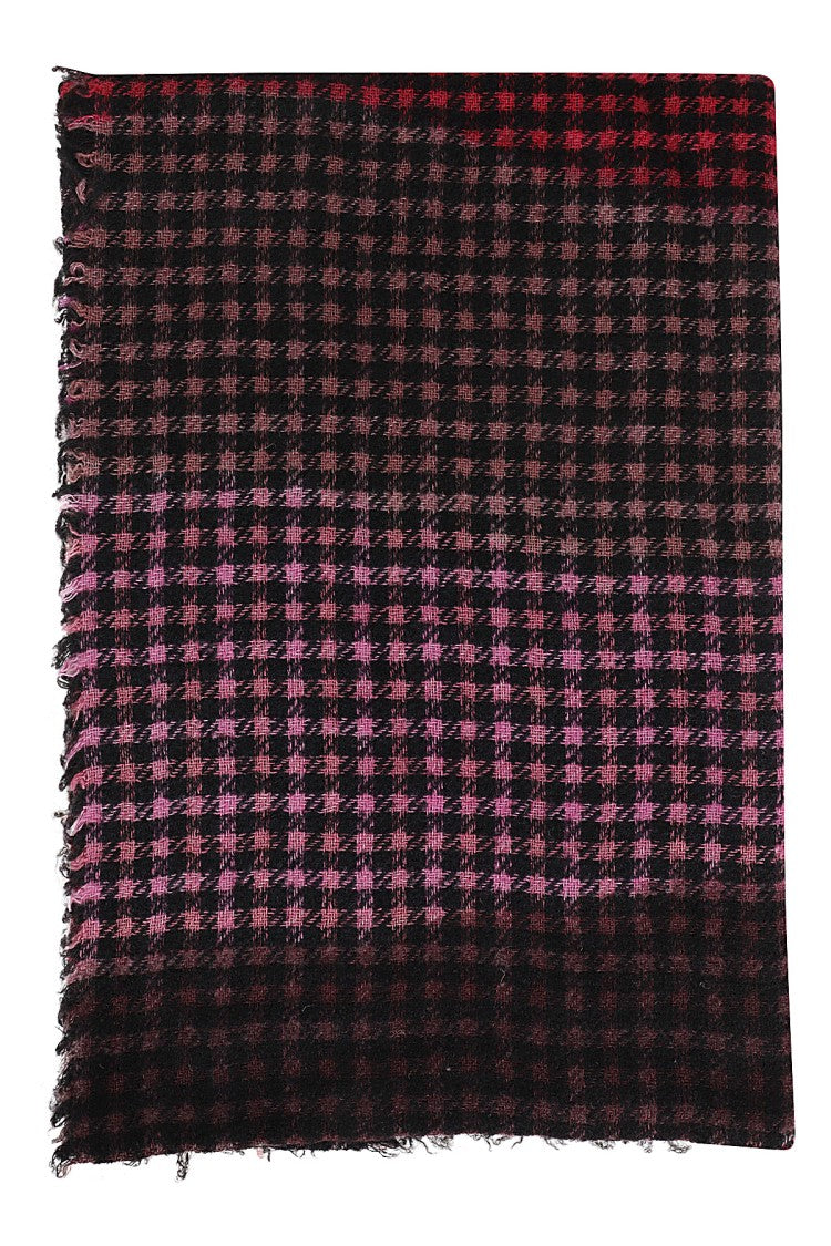 Faliero Sarti Multicolor Houndstooth Scarf With Frayed Hem