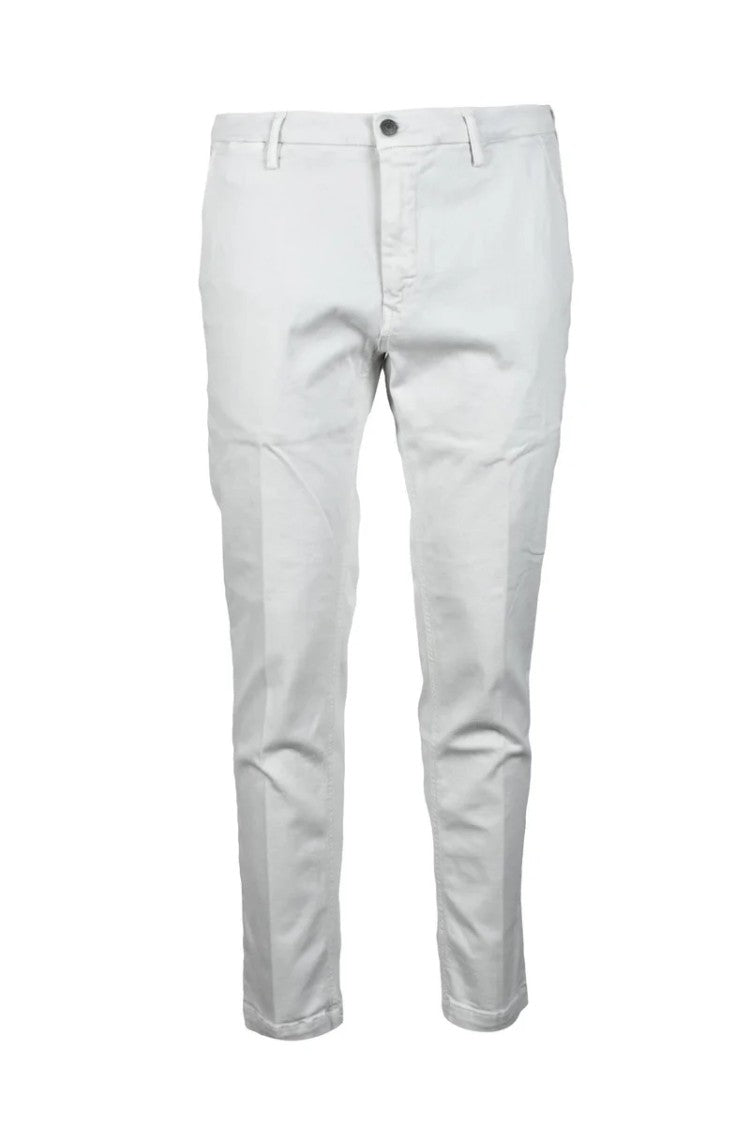 Replay Slim Fit Ankle-Length White Pants With Minimalist Design
