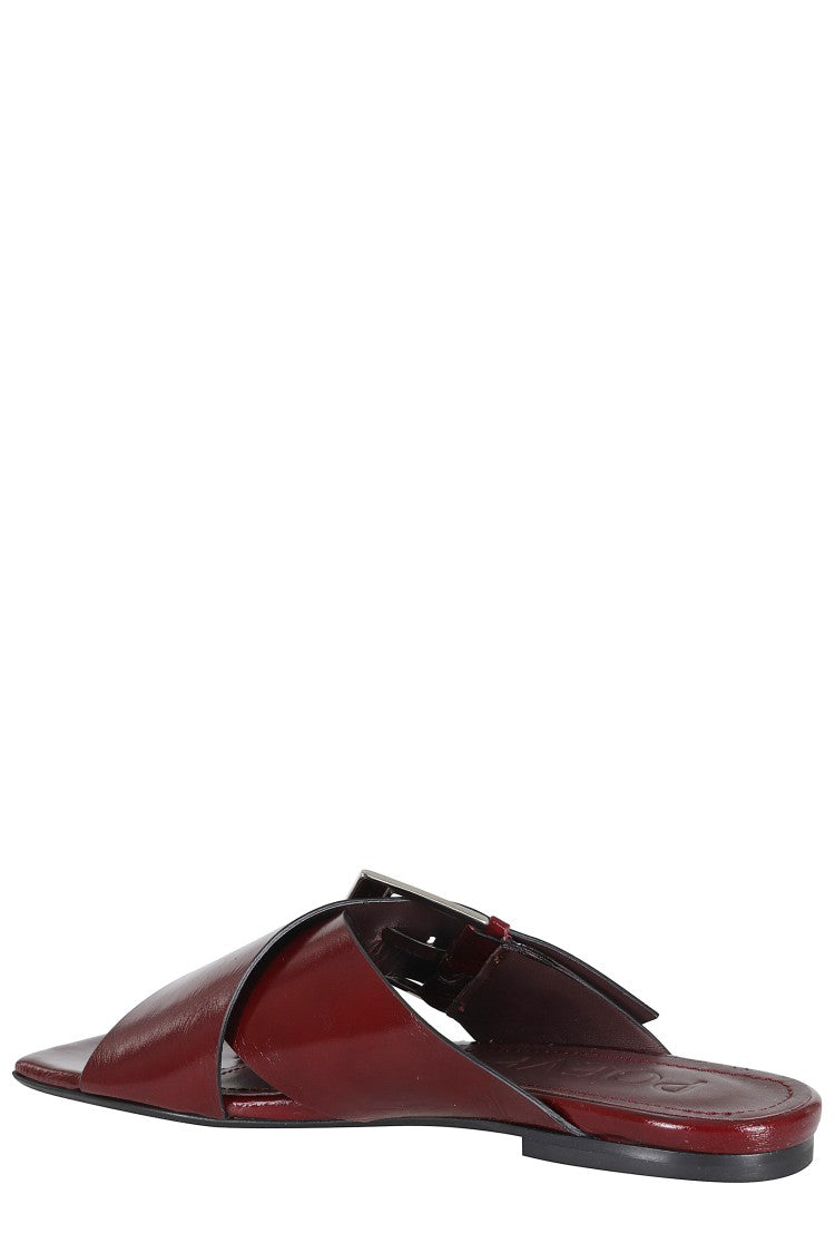 Poeve Red Pathos Buckled Calfskin Leather Mules