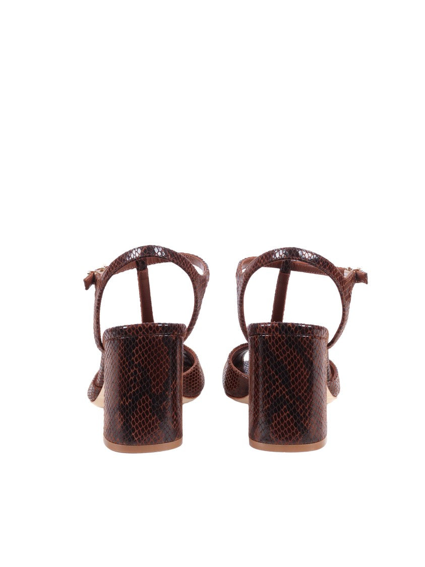 Sergio Levantesi Pitone Under Textured Leather Sandals