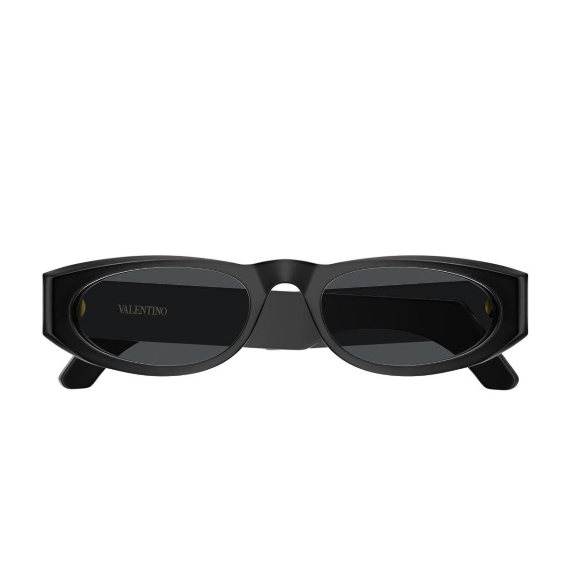 Valentino Black Linea V Logo Recycled Acetate Oval Sunglasses