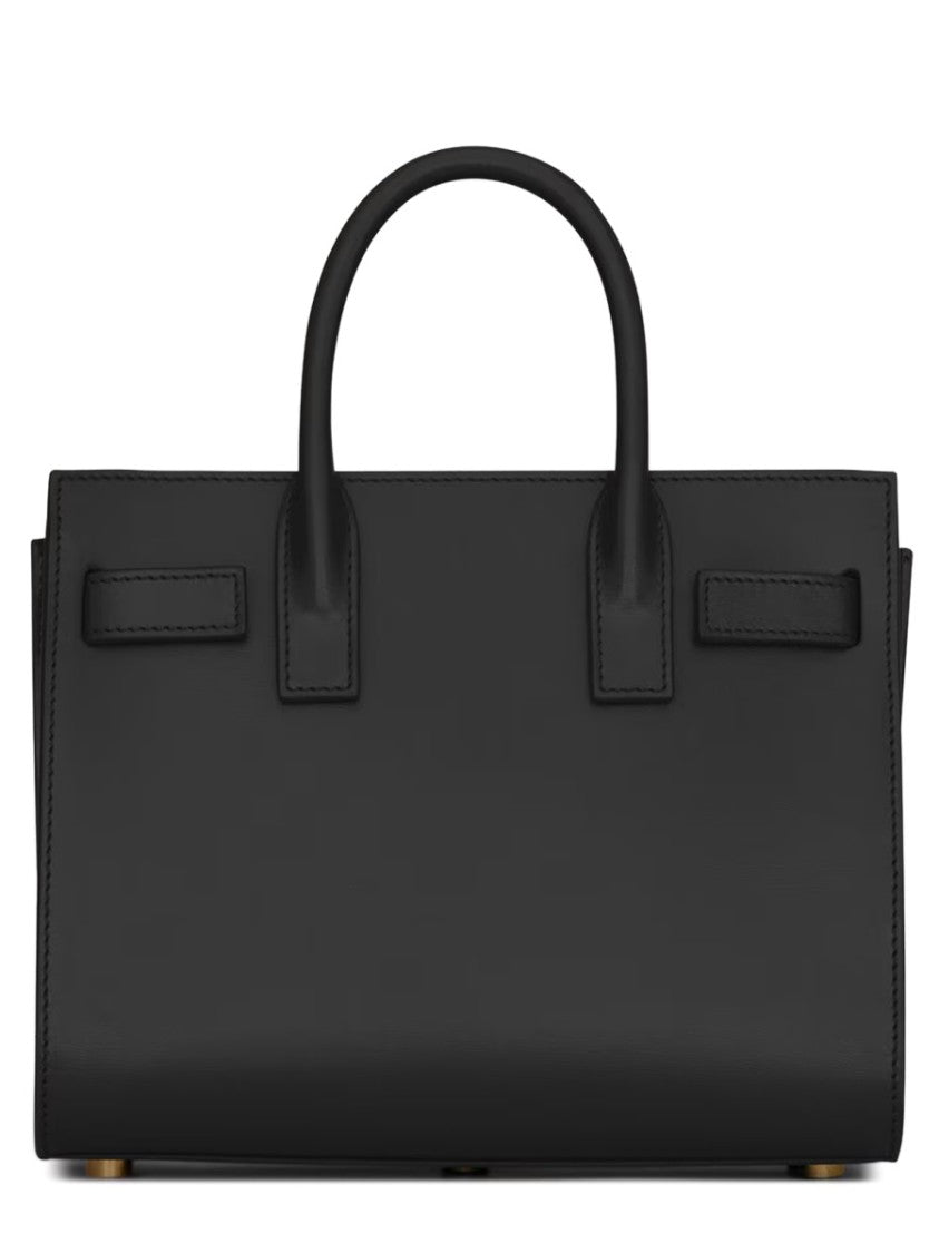 Saint Laurent Structured Black Calf Leather Nano Handbag