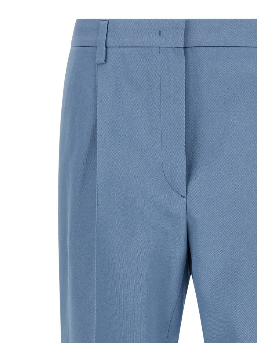 Prada Straight-Leg Cotton Trousers With Pleat Detailing