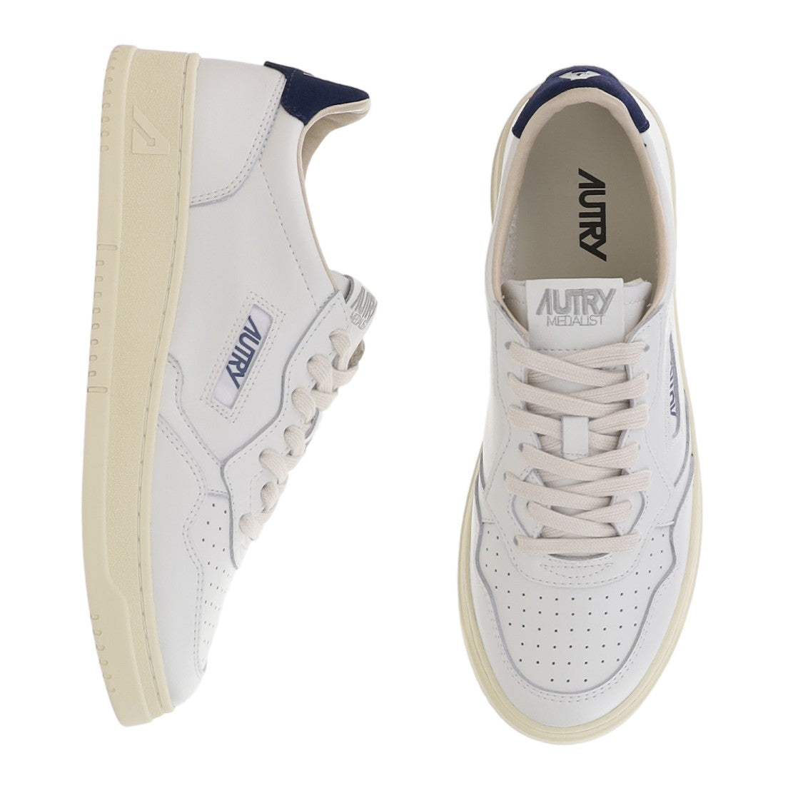 Autry White/Navy Suede Heel Leather Sneakers