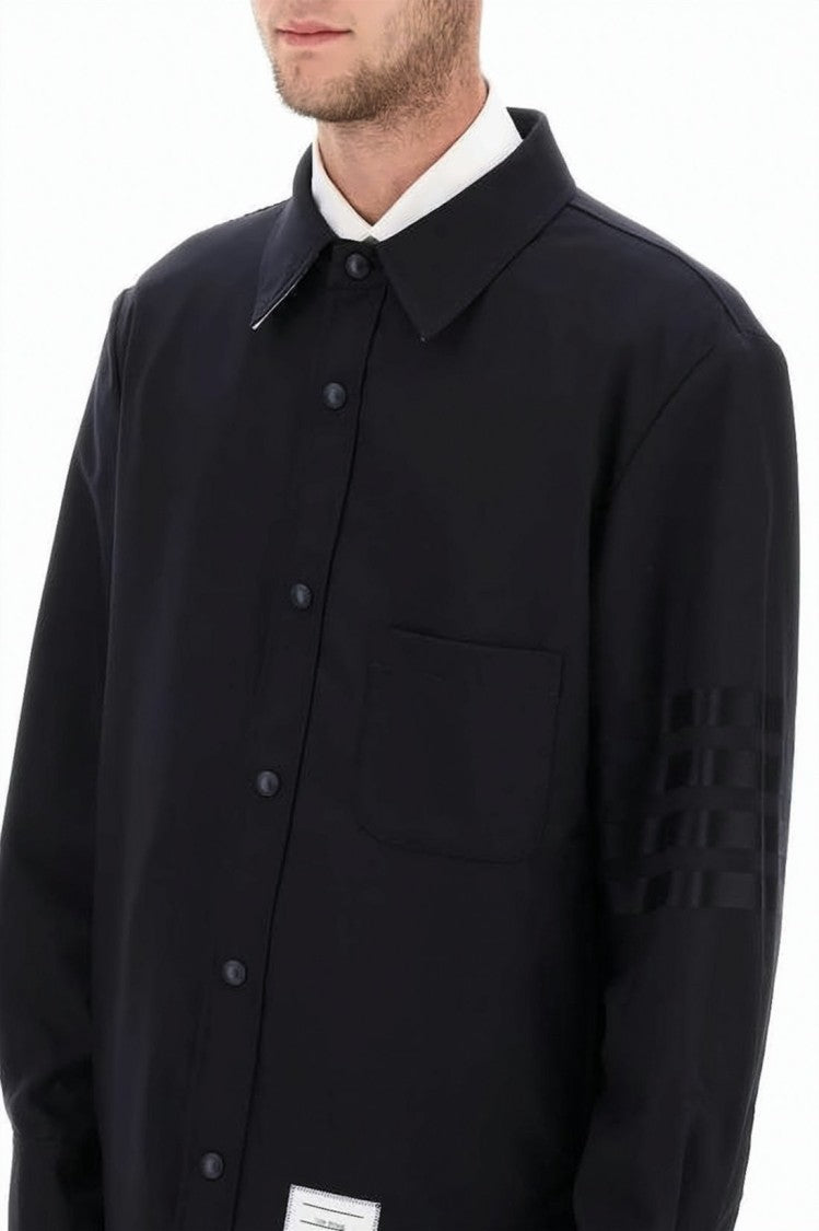 Thom Browne Long-Sleeve Button-Down Shirt With Subtle Stripes