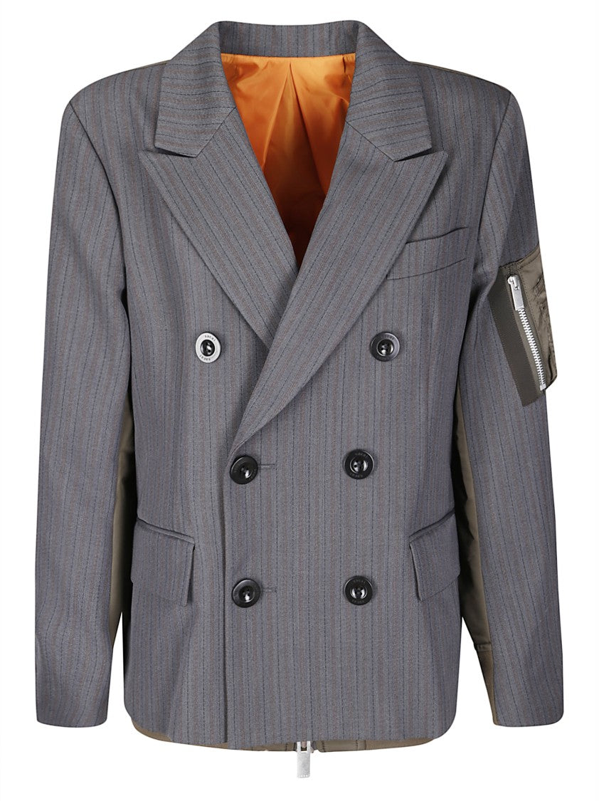 Sacai Jacket Stripe Doeskin X Nylon Twill