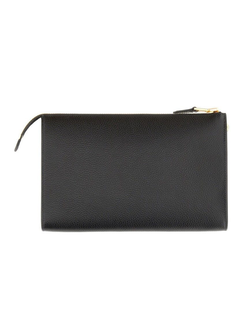 Tom Ford Textured Black Leather Zipper Pouch