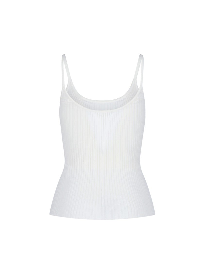 Courrèges Tank Top, In White Fabric, Ribbed Workmanship