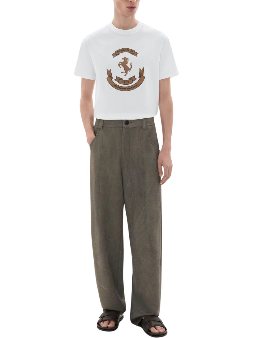 Ferrari Logo Print Cotton T-Shirt