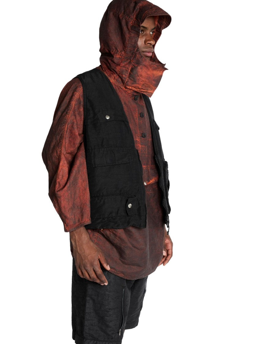 Origin Of Line Black Hemp Blend Garment Dyed Fishing Vest