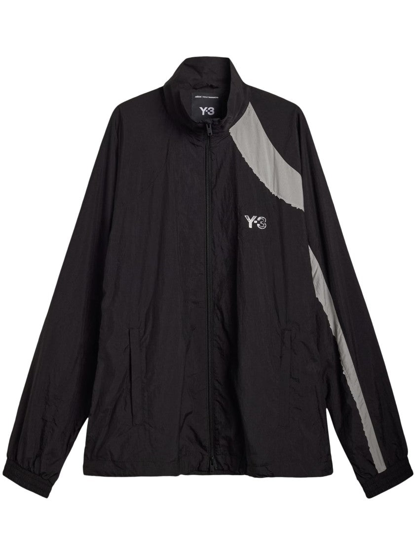 Y-3 Casual Black Jacket With Light Grey Diagonal Stripe