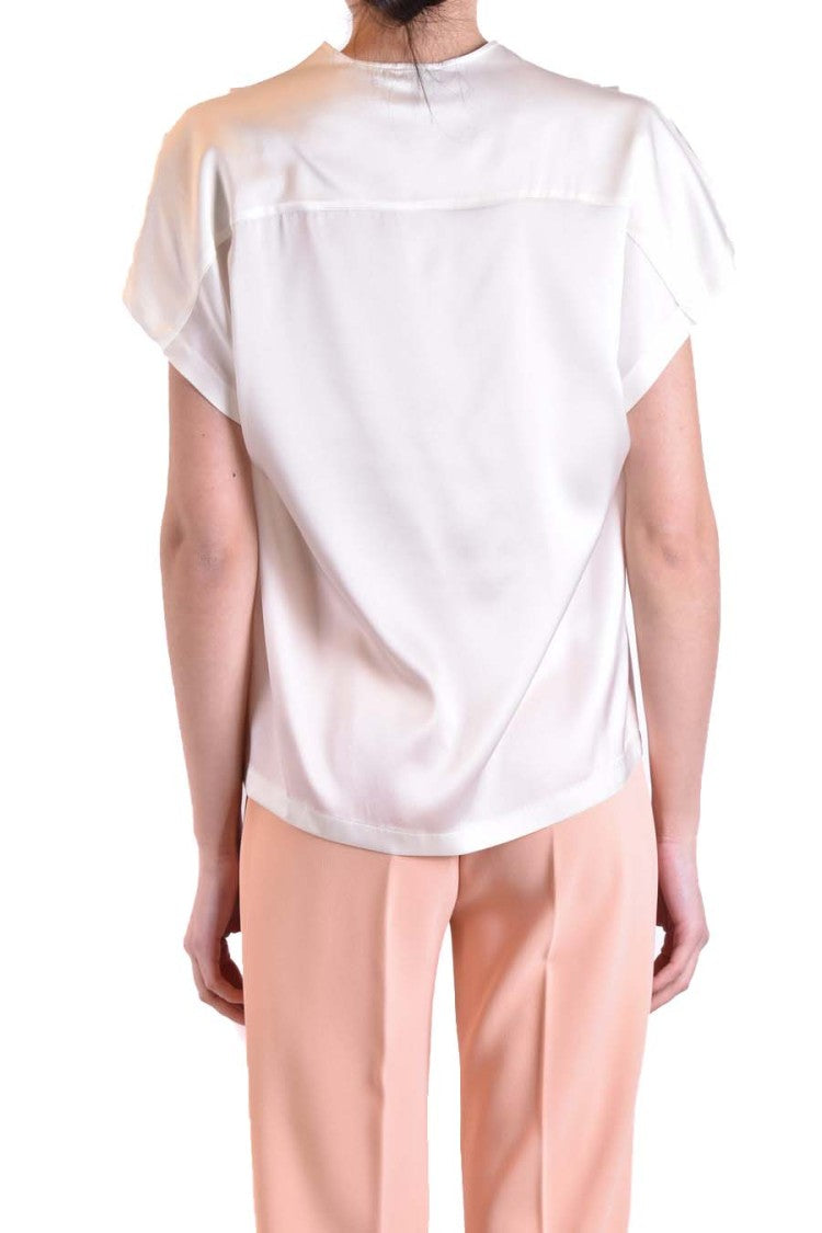 Pinko Silk And Elastane Short-Sleeved V-Neck Top