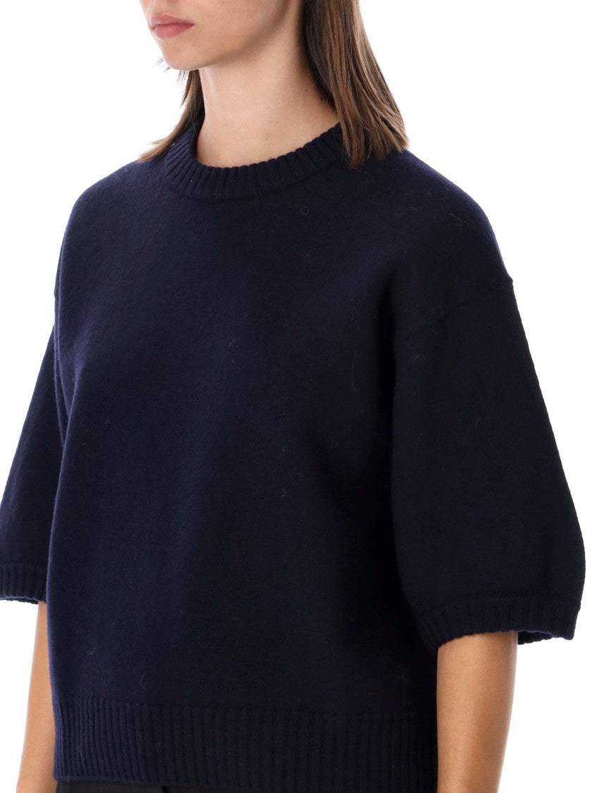 Soeur Contemporary Relaxed Knit Sweater With Balloon Sleeves