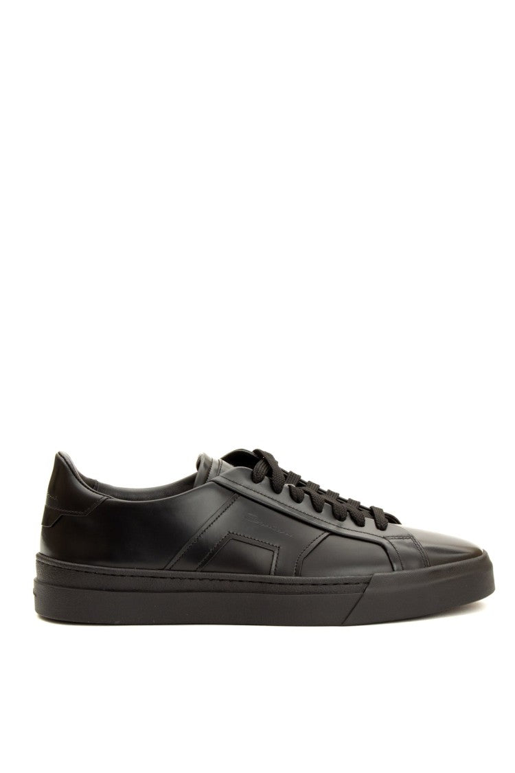Santoni Double-Buckle Brushed Calf Leather Sneakers