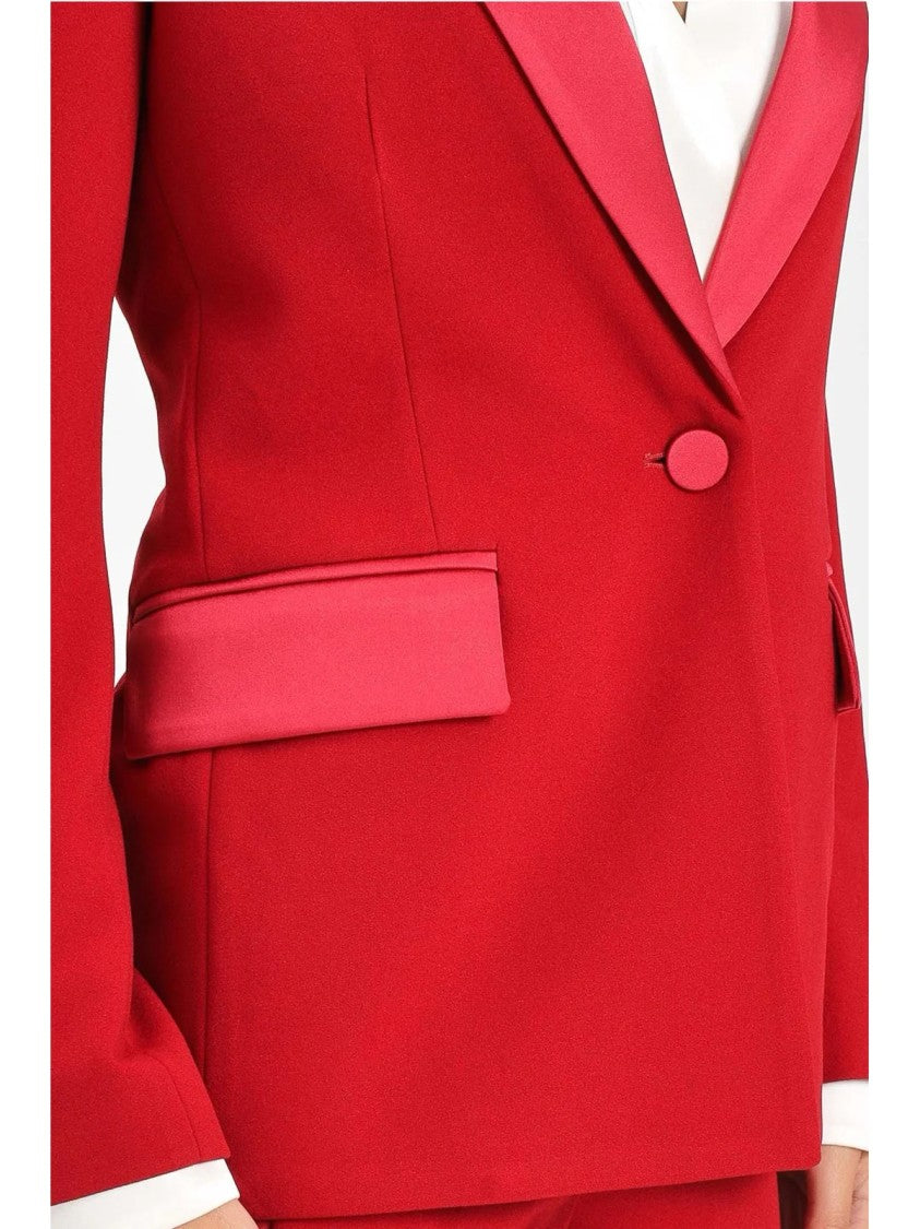 Vicolo Red Polyester-Blend Satin Blazer