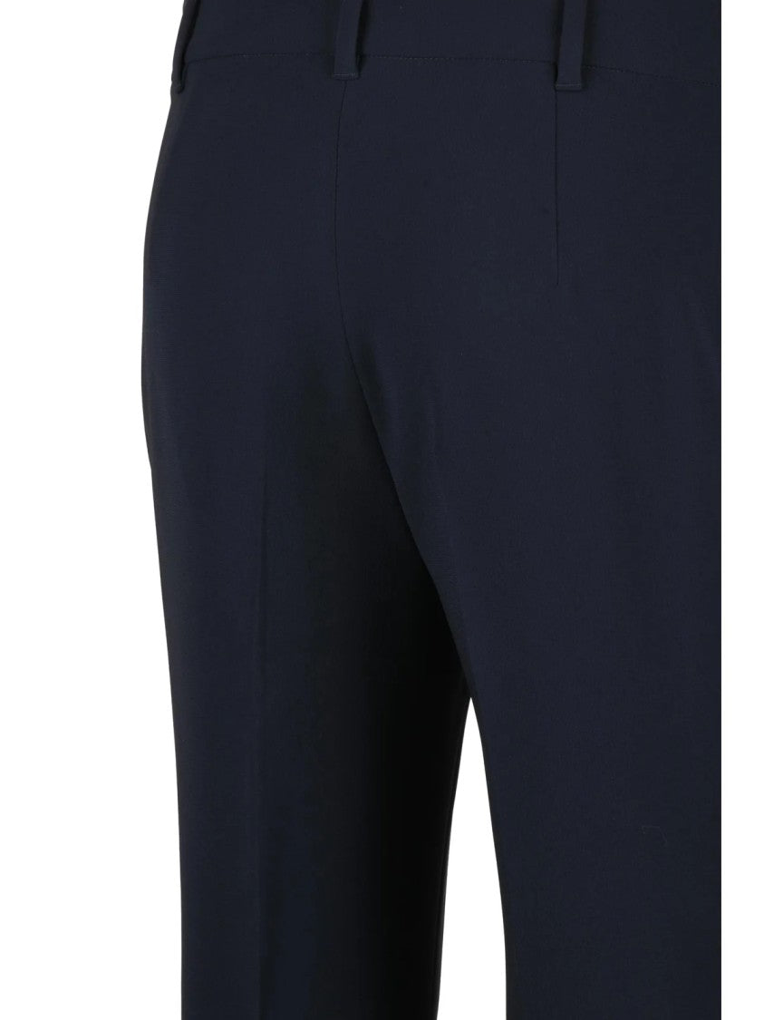 Max Mara Tailored Blue Trousers With Mid-Rise Waist And Sleek Drape