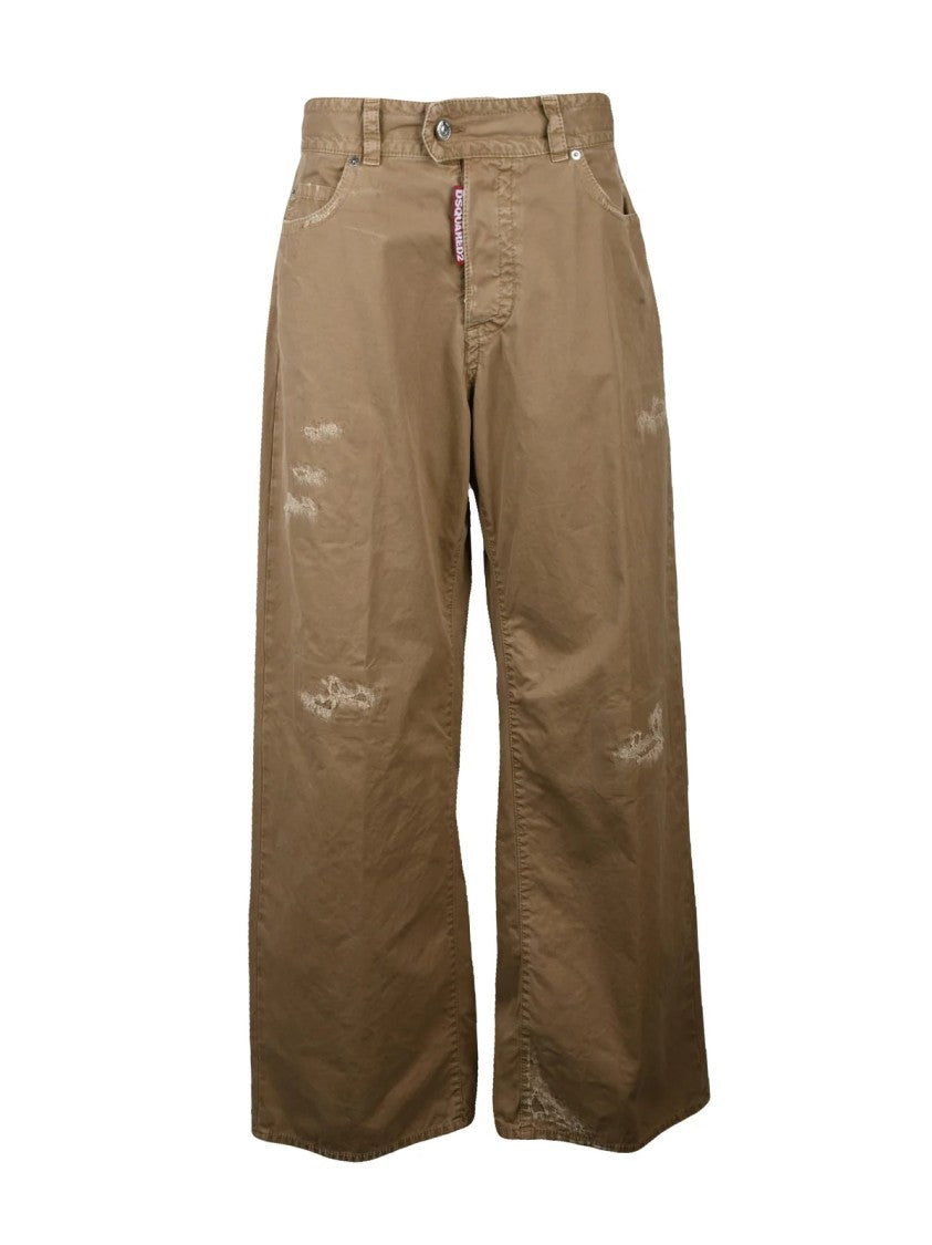 Dsquared2 Wide-Leg Trousers With Distressed Details