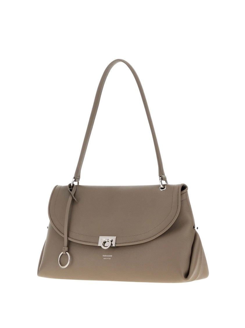 Salvatore Ferragamo Sh M Minimalist Silver Hardware Calf Leather Shoulder Bag