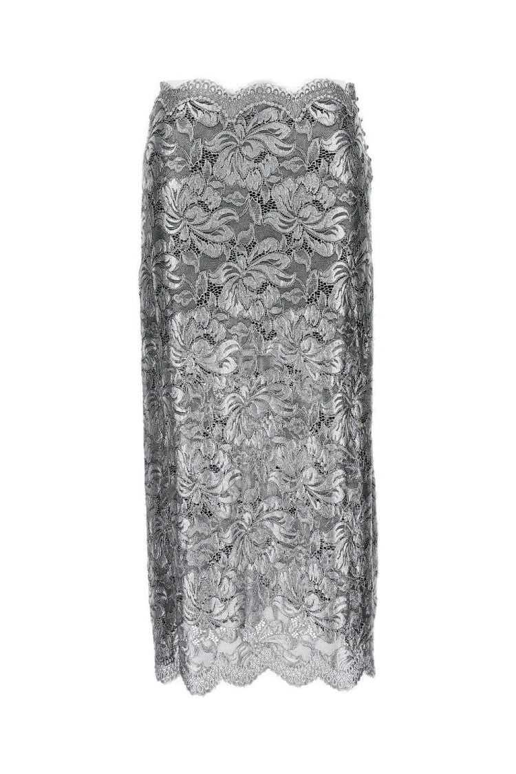 Rabanne Lacquered Transparent Lace Maxi Skirt