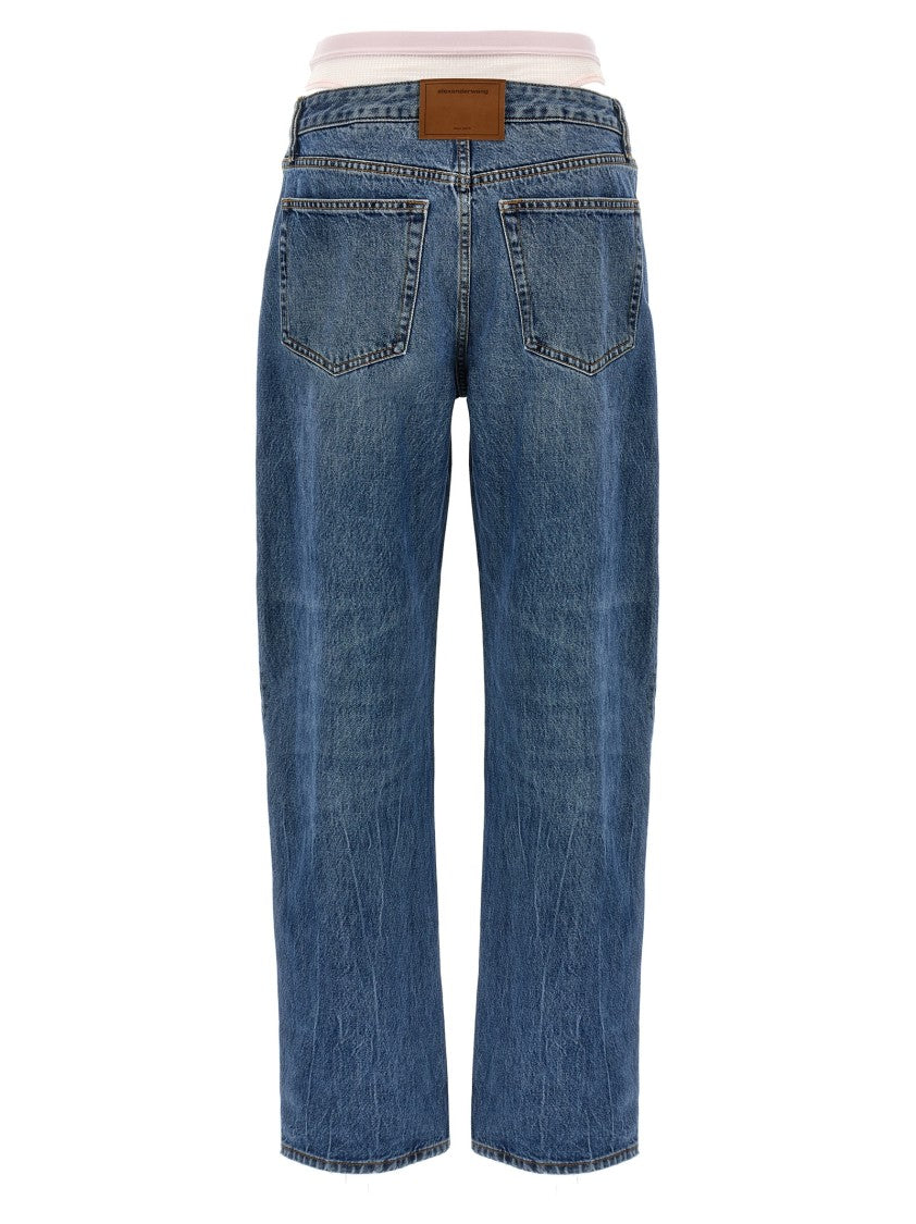 Denim X Alexander Wang Slit Hem Prestyle Hotfix Mesh Undie' Jeans