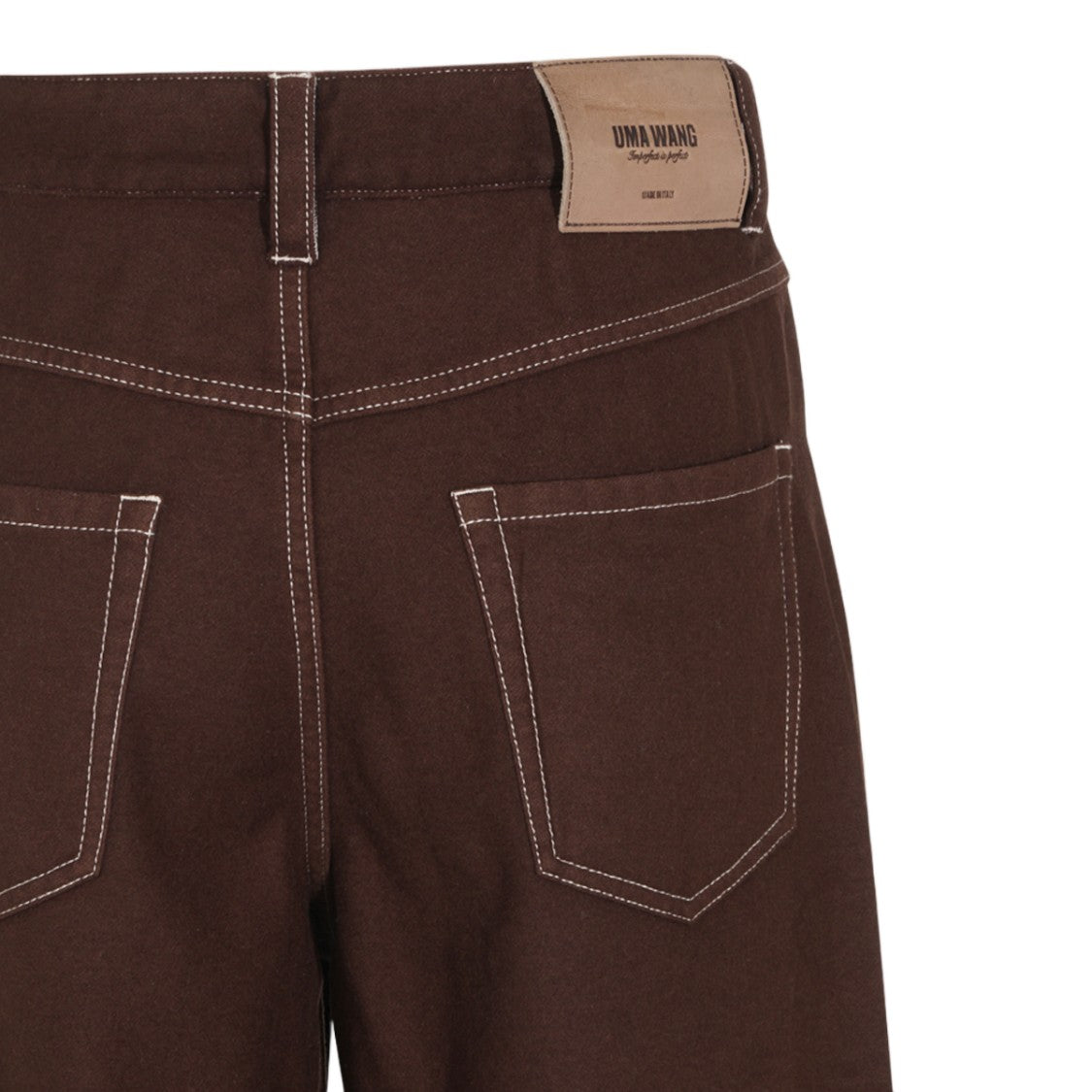 Uma Wang Brown Wool-Blend Belted Straight-Leg Pants