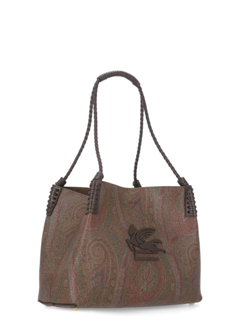 Etro Brown Etro Cotton Shopping Bag With Paisley Design