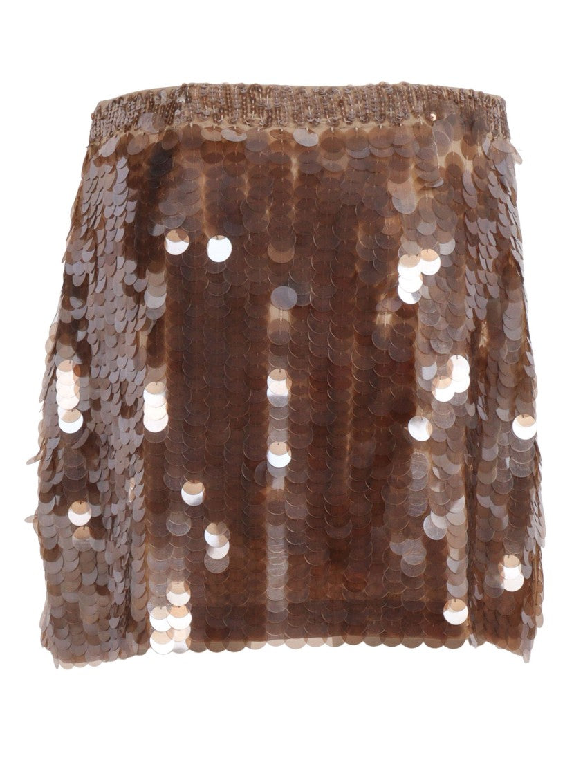 P.A.R.O.S.H. Shimmering Sequin Elastic Mini Skirt
